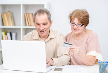 Senior couple doing online shopping
