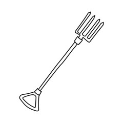Garden pitchfork. Hand drawn simple icon. Doodle vector illustration on white background.