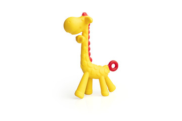 Giraffe toy. Toys for children 6 months, On white background, clipping path included.