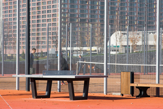 Professional tennis table in city park