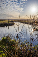 small river at sunset in Netherland 