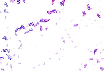 Fototapeta premium Light Purple vector doodle backdrop with leaves.