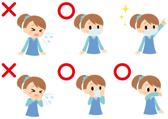 女の子の咳エチケット