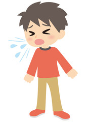 咳をする男の子