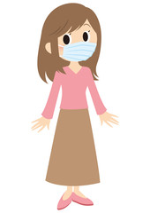 マスクをする女性