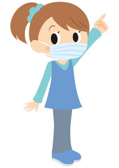 マスクで指差す女の子