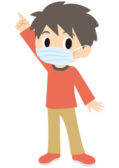マスクで指差す男の子