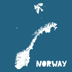 Silhouette map of Norway. World map isolated on blue background. European country. Vector template for website, design, cover, infographics. Graph illustration.