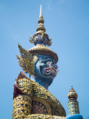 Fototapeta na wymiar Demon Guardian in Wat Phra Kaew Bangkok Thailand.