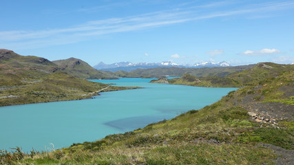 Fototapeta na wymiar Lago Pehoé, Parque Nacional Torres del Paine, Patagonia, Chile