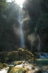 waterfall and sunlight