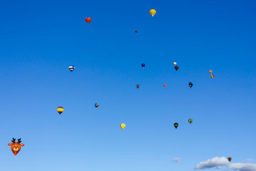 hot air balloons festival in the sky  during summer in Gatineau, Quebec
