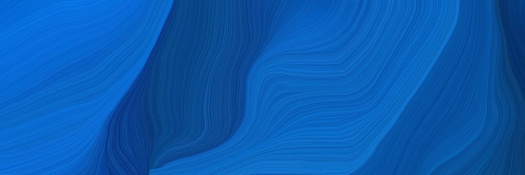 modern beautiful futuristic banner with strong blue and midnight blue color. modern soft curvy waves background design © Eigens