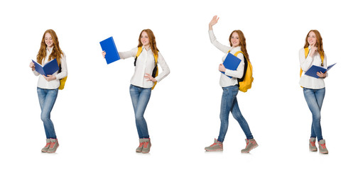 Fototapeta premium Young student isolated on the white background