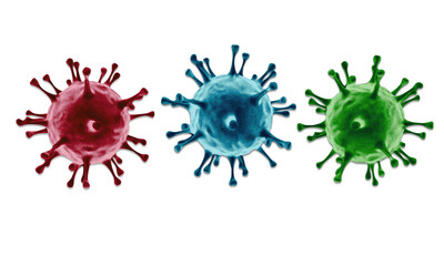 illustration ideas shape of the Coronavirus disease 2019 (COVID-19), China pathogen respiratory that danger virus with human, Microscopic view of a infectious virus. COVID-19 red background.