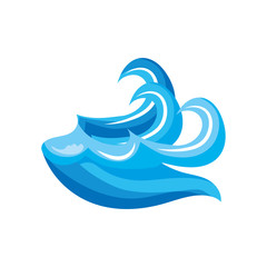 ocean waves with curling on white background