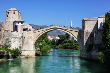 Fototapeta na wymiar The old bridge in Mostar, Bosnia and Herzegovina