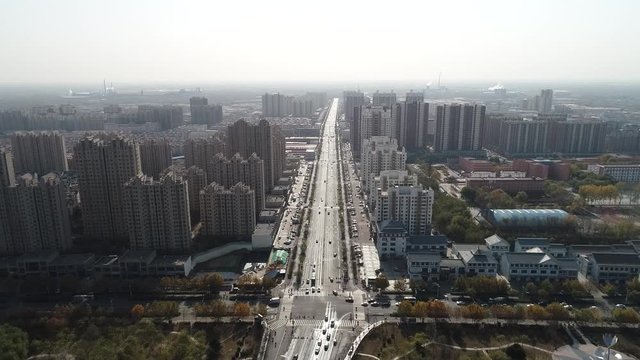 City, building, scenery, highway, transportation, transportation, aerial photography, overlooking, dynamic, landscape, beautiful, modern, environment, city, high-rise building, China, Tangshan, North 