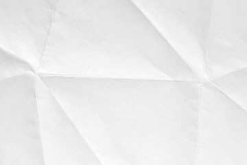 White crumpled paper background, texture old for web design screensavers. Template for various purposes or creating packaging.