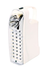 plastic white LED flashlight isolated on a white background