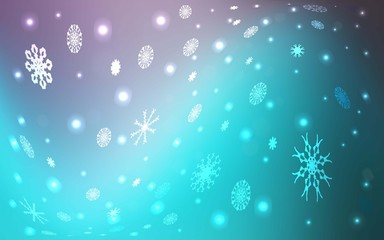 Fototapeta na wymiar Light Pink, Blue vector template with ice snowflakes. Modern geometrical abstract illustration with crystals of ice. The pattern can be used for new year leaflets.