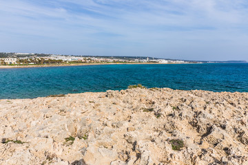 Fototapeta na wymiar rocky soil in the area of Ayia Napa, Cyprus