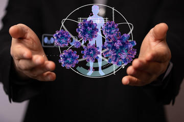 flu virus attack digital 3d