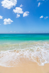 Looking out over a turquoise ocean with a blue sky overhead, on the Caribbean island of Barbados