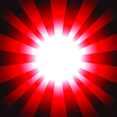 Red light spreading in a straight line from the center, beautiful, background - vector