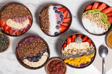 Tasty appetizing smoothie acai bowls