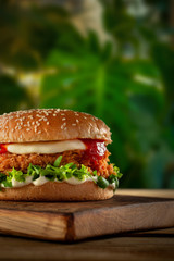 burger with crispy kentucky style chicken
