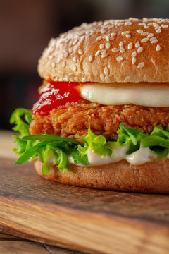 burger with crispy kentucky style chicken