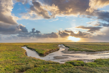 Landscape with salt marshes in St Peter-Ording