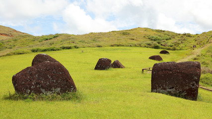 Pukaos en Puna Pau, Isla de Pascua, Chile