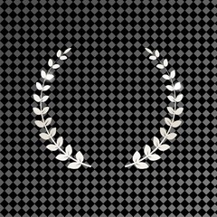 Silver shiny laurel wreath isolated on transparent background.
