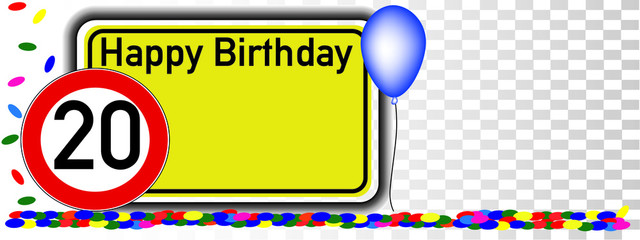 Grußkarte 20 Jahre mit Textfreiraum 