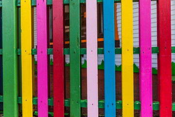 beautiful background of bright multicolored fence