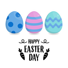 Happy Easter Day with colorful egg and cute rabbit. Easter banner. Easter egg on white background.
