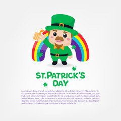 Saint Patrick's Day invitation card. Character design. Happy St. Patrick's day.