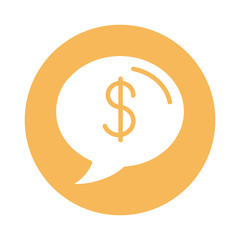 speech bubble with money symbol block style icon