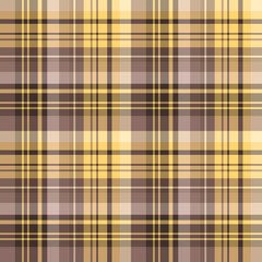Seamless pattern in exquisite brown and yellow colors for plaid, fabric, textile, clothes, tablecloth and other things. Vector image.