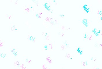 Light Pink, Blue vector background with symbols of 30, 50, 90 % sales.