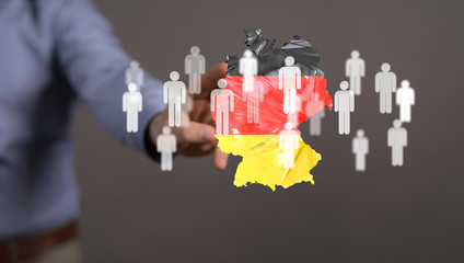 3D map of Germany. Map of Germany land border with flag. Germany map on white background. 3d...