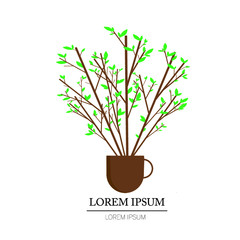 tea/coffee cup with plant logo for tea or coffee shop