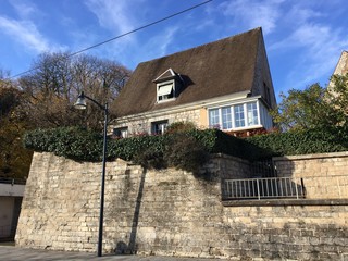 House on the quays of the Doubs river in Besançon, France