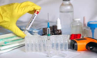 Fototapeta premium Vaccine against the virus in the laboratory
