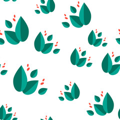 Seamless pattern. Leaves, berries and fruits of coffee coffee.