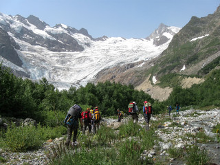 Glacier in the mountains of the North Caucasus