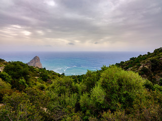 Obraz premium Sardinian landscape of the beautiful region of Ogliastra, on the east coast of Sardinia, with a view of Pedra Longa