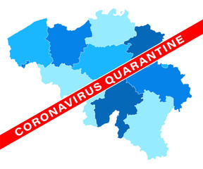 Obraz premium Coronavirus Quarantine Belgium map. 2019-nCoV. Map of the World Pandemic. Vector
